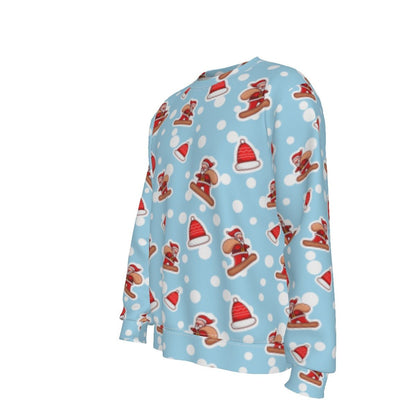 Men's Fleece Christmas Sweatshirt- Santa Snowboarding - Festive Style