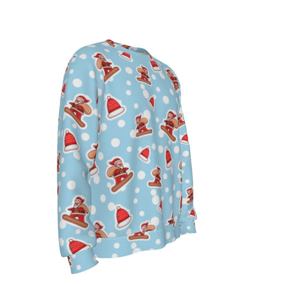 Men's Fleece Christmas Sweatshirt- Santa Snowboarding - Festive Style