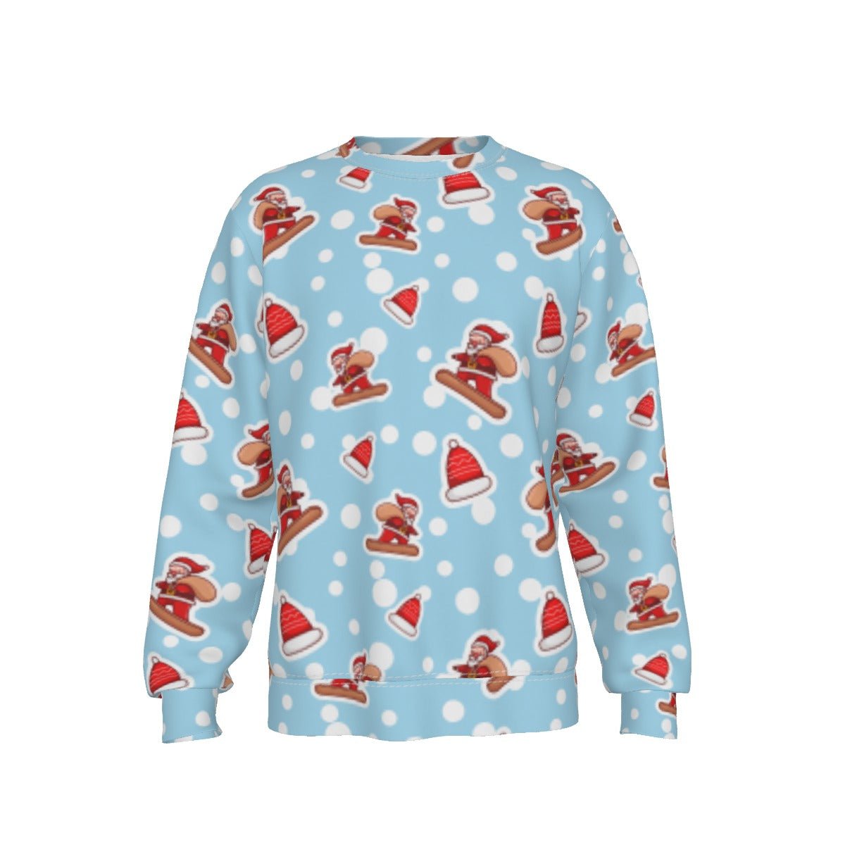 Men's Fleece Christmas Sweatshirt- Santa Snowboarding - Festive Style