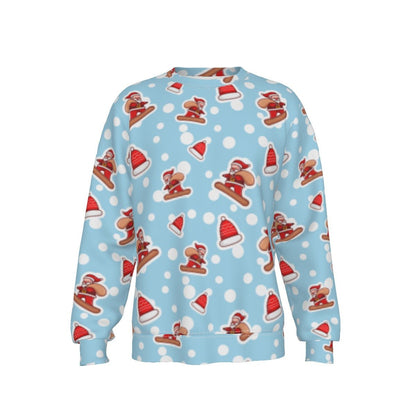 Men's Fleece Christmas Sweatshirt- Santa Snowboarding - Festive Style