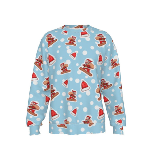 Men's Fleece Christmas Sweatshirt- Santa Snowboarding - Festive Style
