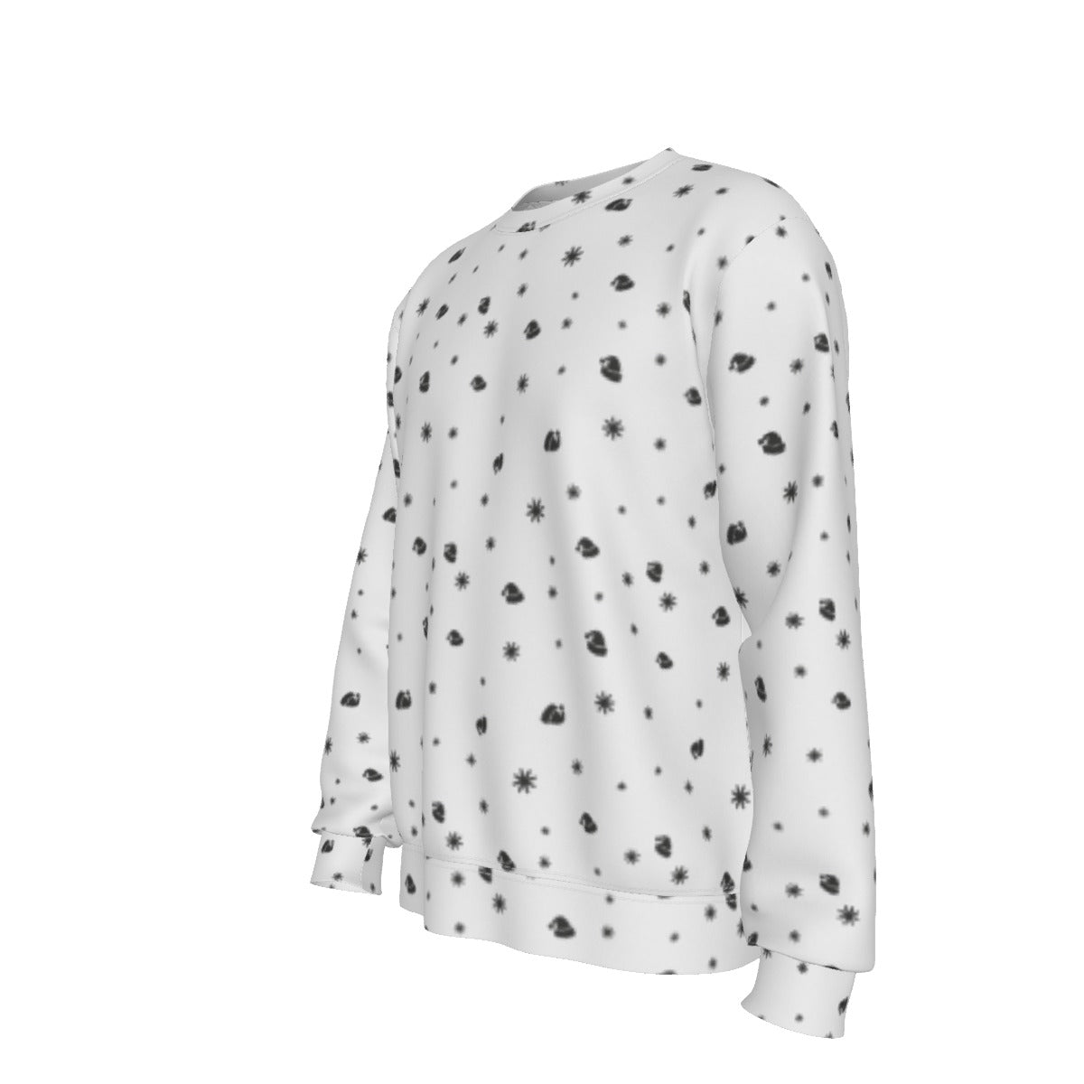Men's Fleece Christmas Sweatshirt - Snowflakes and Hats - Festive Style