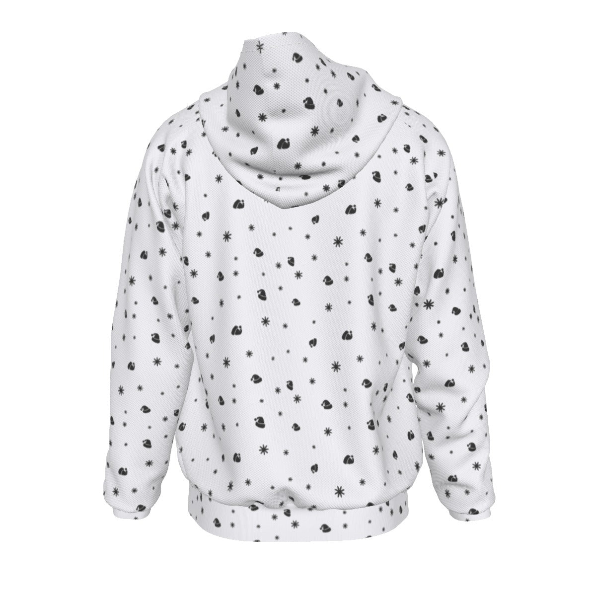 Men's Fleece Zip Christmas Hoodie - Snowflakes and Hats - Festive Style