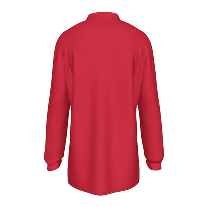 Men's Long Sleeve Christmas Polo Shirt - Merry Christmas - Red - Festive Style