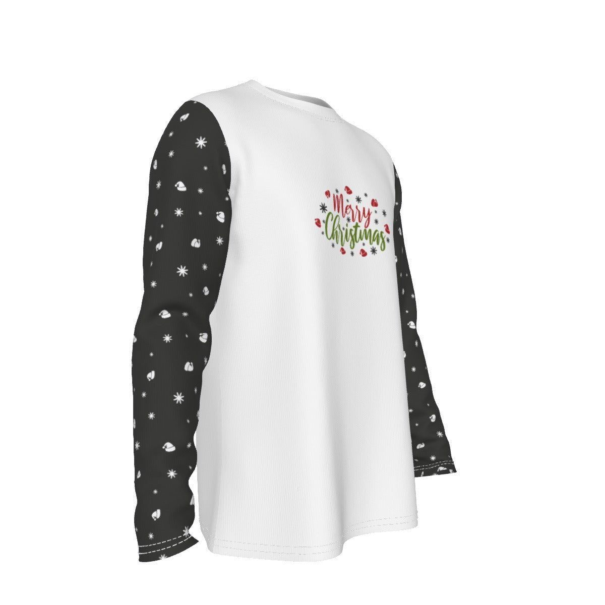 Men's Long Sleeve Christmas T-Shirt - Merry Christmas - Black Sleeves - Festive Style