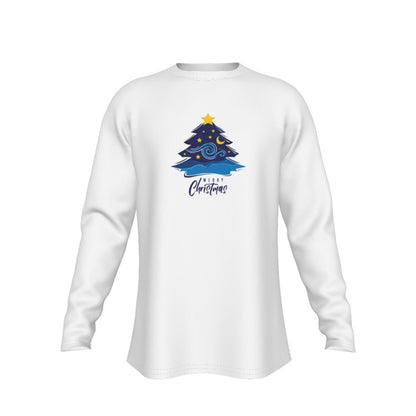 Men's Long Sleeve Christmas T-Shirt - Merry Christmas - Blue Tree - Festive Style