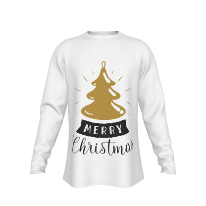 Men's Long Sleeve Christmas T-Shirt - Merry Christmas - Gold Tree - Festive Style