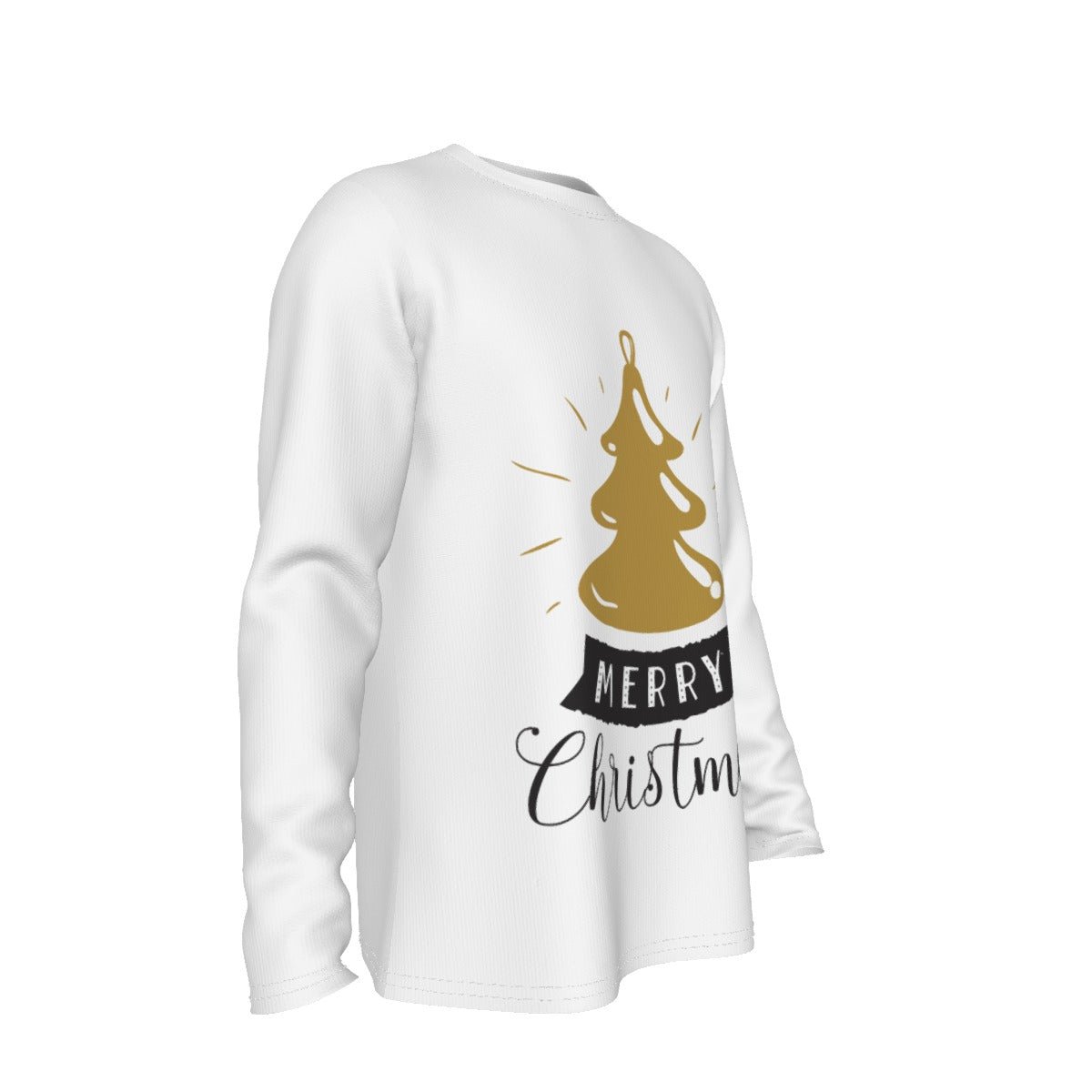 Men's Long Sleeve Christmas T-Shirt - Merry Christmas - Gold Tree - Festive Style