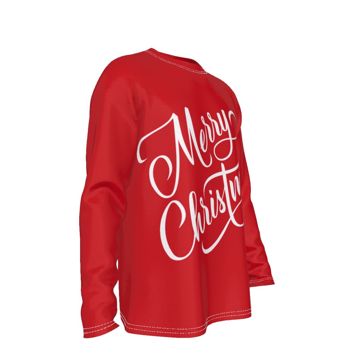 Men's Long Sleeve Christmas T-Shirt - Merry Christmas - Red - Festive Style