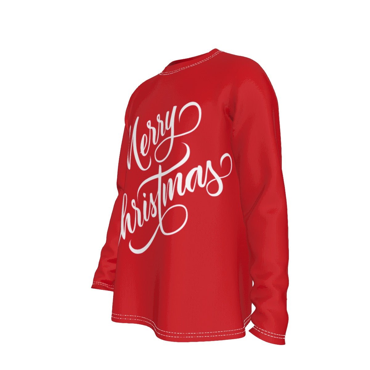 Men's Long Sleeve Christmas T-Shirt - Merry Christmas - Red - Festive Style