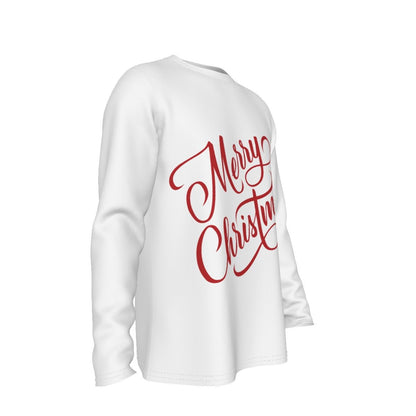 Men's Long Sleeve Christmas T-Shirt - Merry Christmas - White - Festive Style