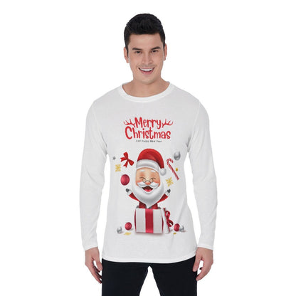 Men's Long Sleeve Christmas T-Shirt - Santa MC HNE - Festive Style