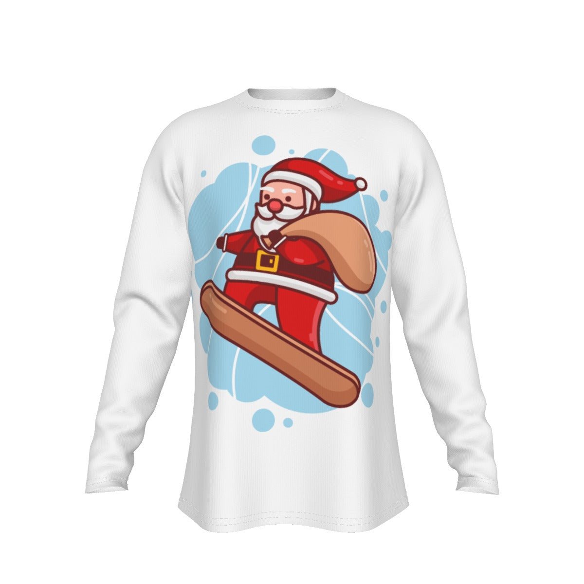 Men's Long Sleeve Christmas T-Shirt - Santa Snowboarder - Festive Style