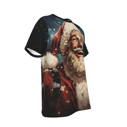 Mens Short Sleeve Christmas Tee - Front and Back - Santa Joy - Festive Style