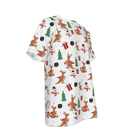 Mens Short Sleeve Christmas Tee - Kangaroos - Festive Style