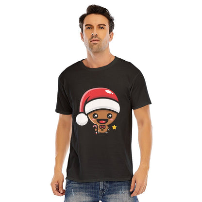Mens Short Sleeve Christmas Tee - Kawaii Gingerbread Man - Festive Style