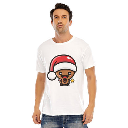 Mens Short Sleeve Christmas Tee - Kawaii Gingerbread Man - Festive Style
