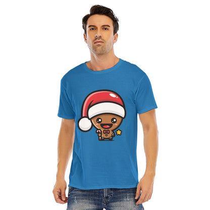 Mens Short Sleeve Christmas Tee - Kawaii Gingerbread Man - Festive Style