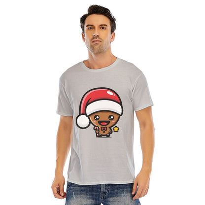 Mens Short Sleeve Christmas Tee - Kawaii Gingerbread Man - Festive Style