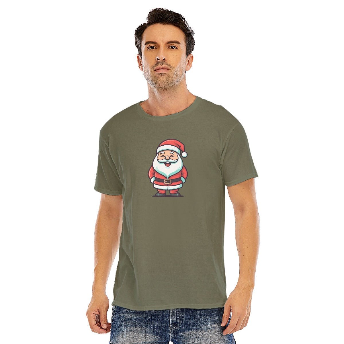 Mens Short Sleeve Christmas Tee - Kawaii Santa - Festive Style