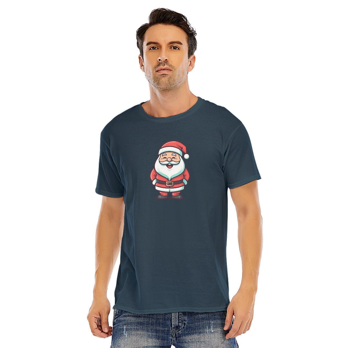 Mens Short Sleeve Christmas Tee - Kawaii Santa - Festive Style