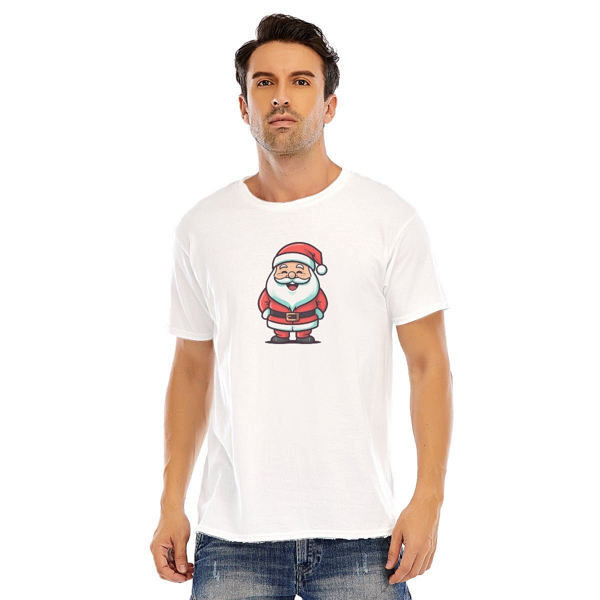 Mens Short Sleeve Christmas Tee - Kawaii Santa - Festive Style