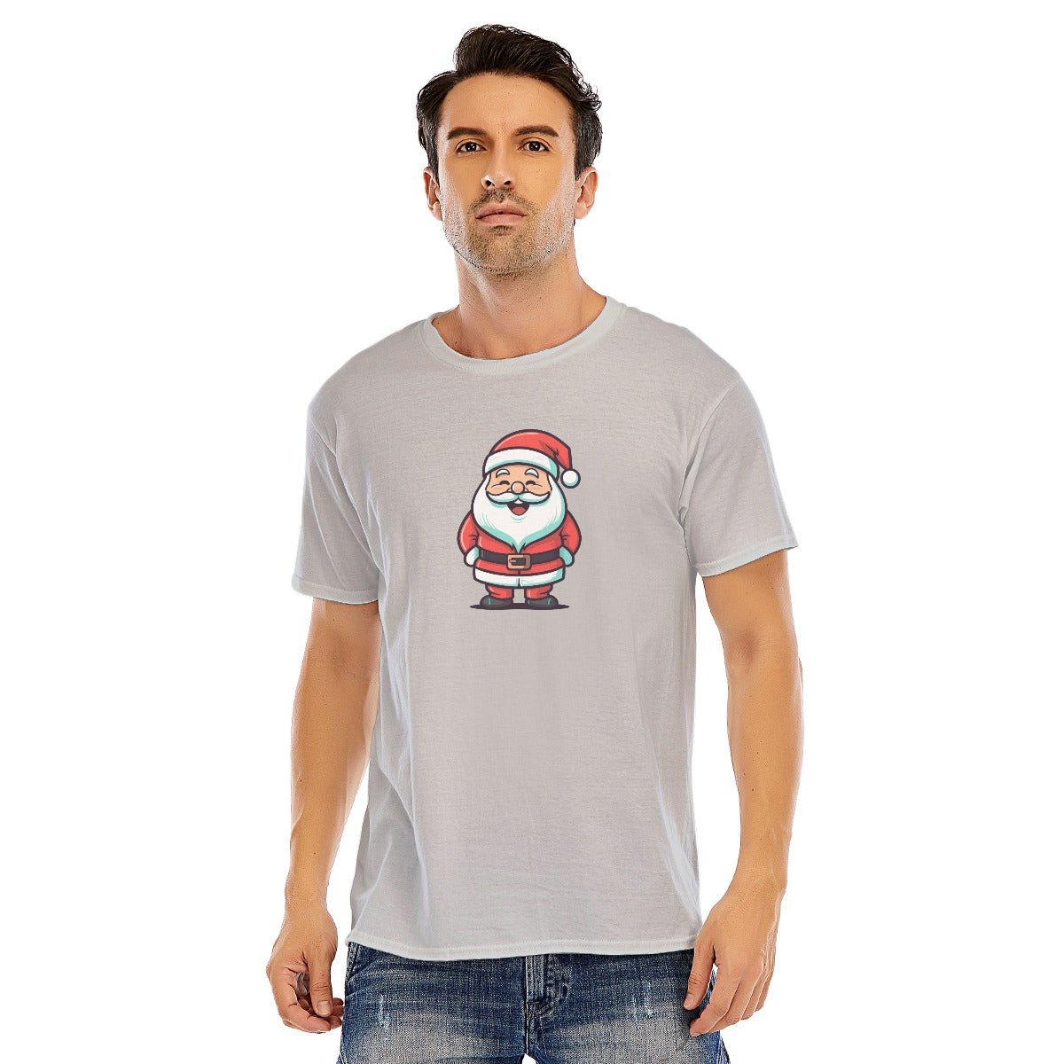 Mens Short Sleeve Christmas Tee - Kawaii Santa - Festive Style