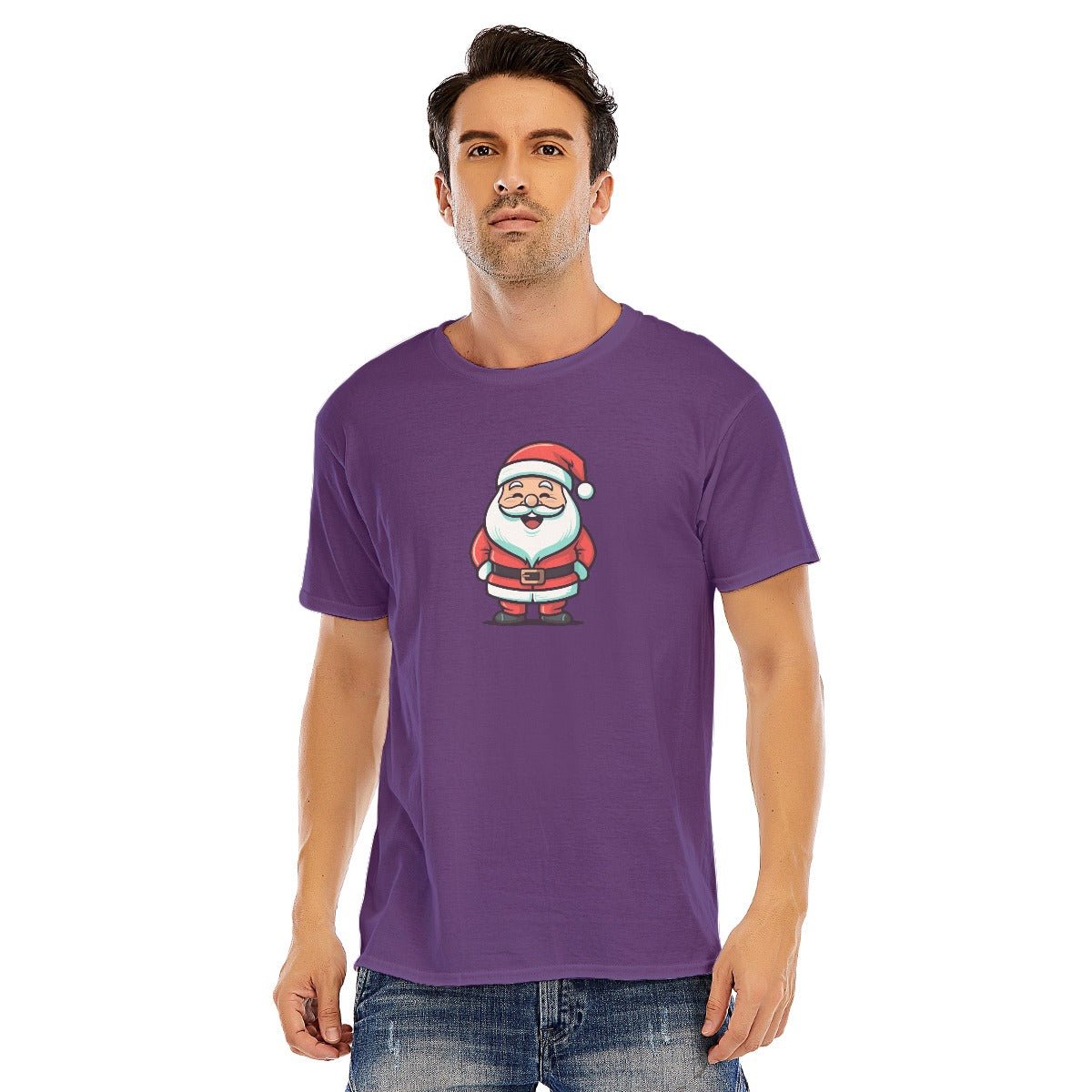 Mens Short Sleeve Christmas Tee - Kawaii Santa - Festive Style