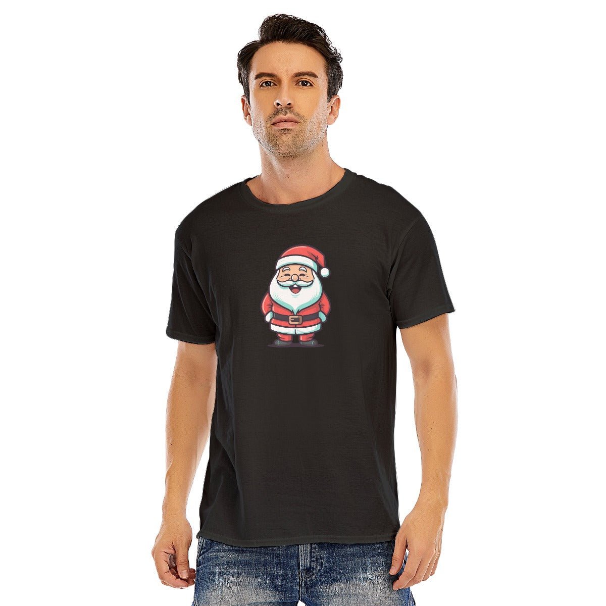 Mens Short Sleeve Christmas Tee - Kawaii Santa - Festive Style