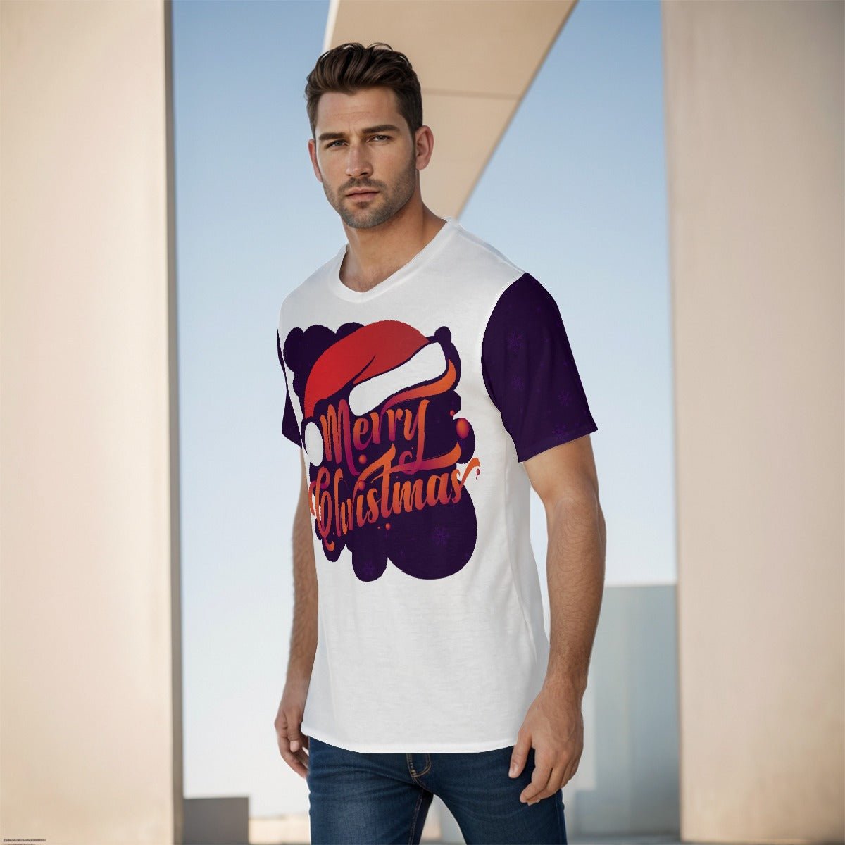 Mens Short Sleeve Christmas Tee - MC Purple - Festive Style