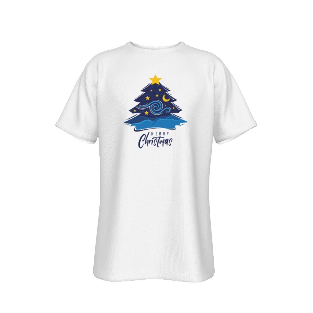 Mens Short Sleeve Christmas Tee - Merry Christmas - Blue Tree - Festive Style