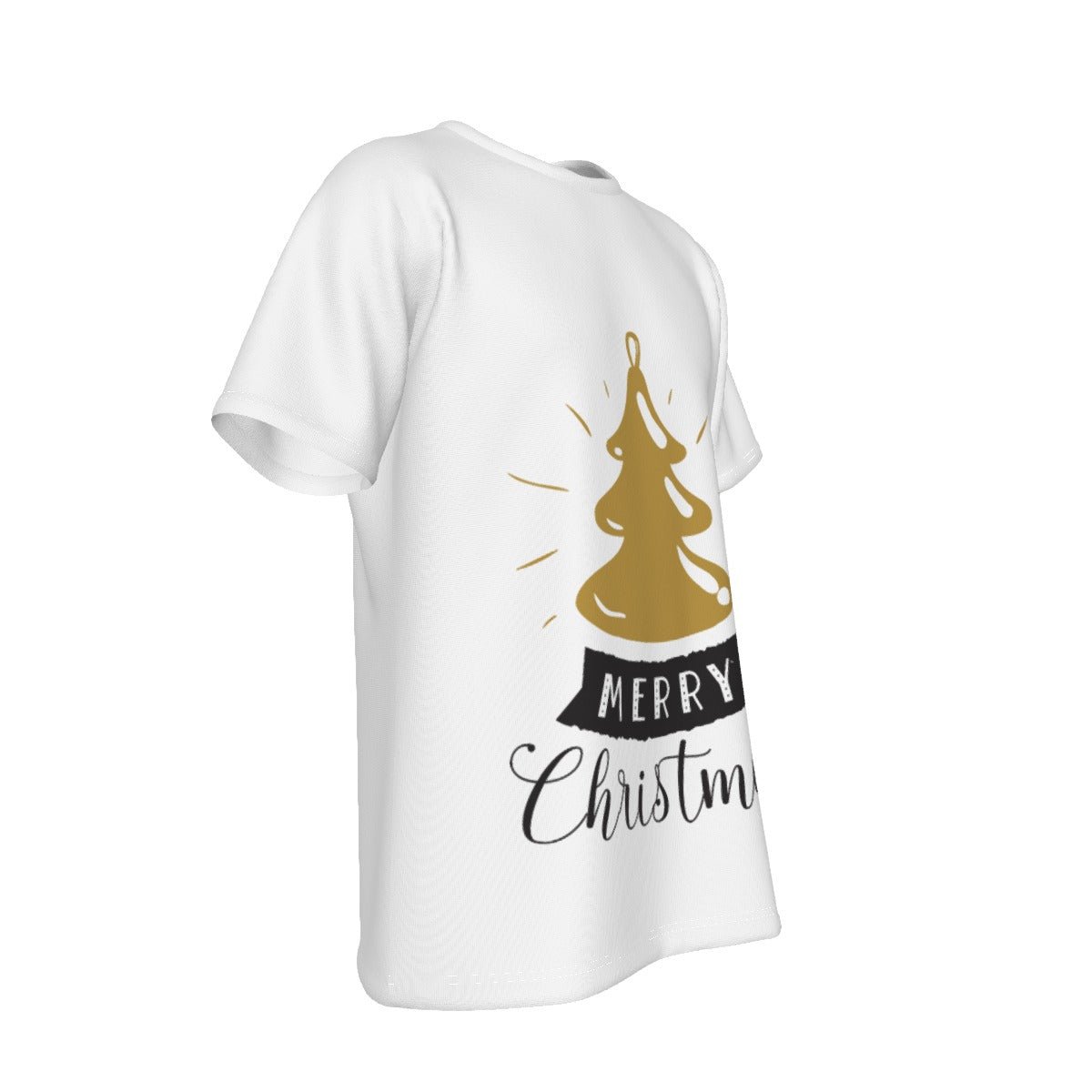 Mens Short Sleeve Christmas Tee - Merry Christmas - Gold Tree - Festive Style