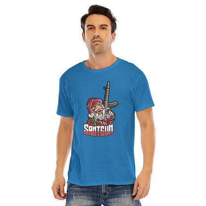 Mens Short Sleeve Christmas Tee - Santa Gun - Festive Style