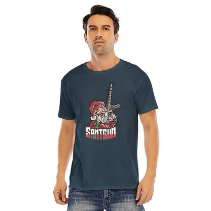 Mens Short Sleeve Christmas Tee - Santa Gun - Festive Style