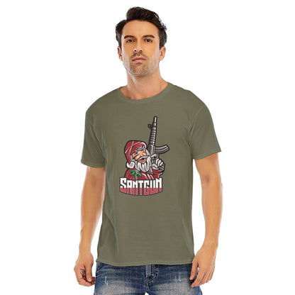Mens Short Sleeve Christmas Tee - Santa Gun - Festive Style