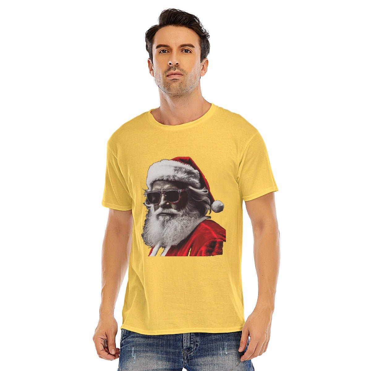 Mens Short Sleeve Christmas Tee -Shady Santa - Festive Style