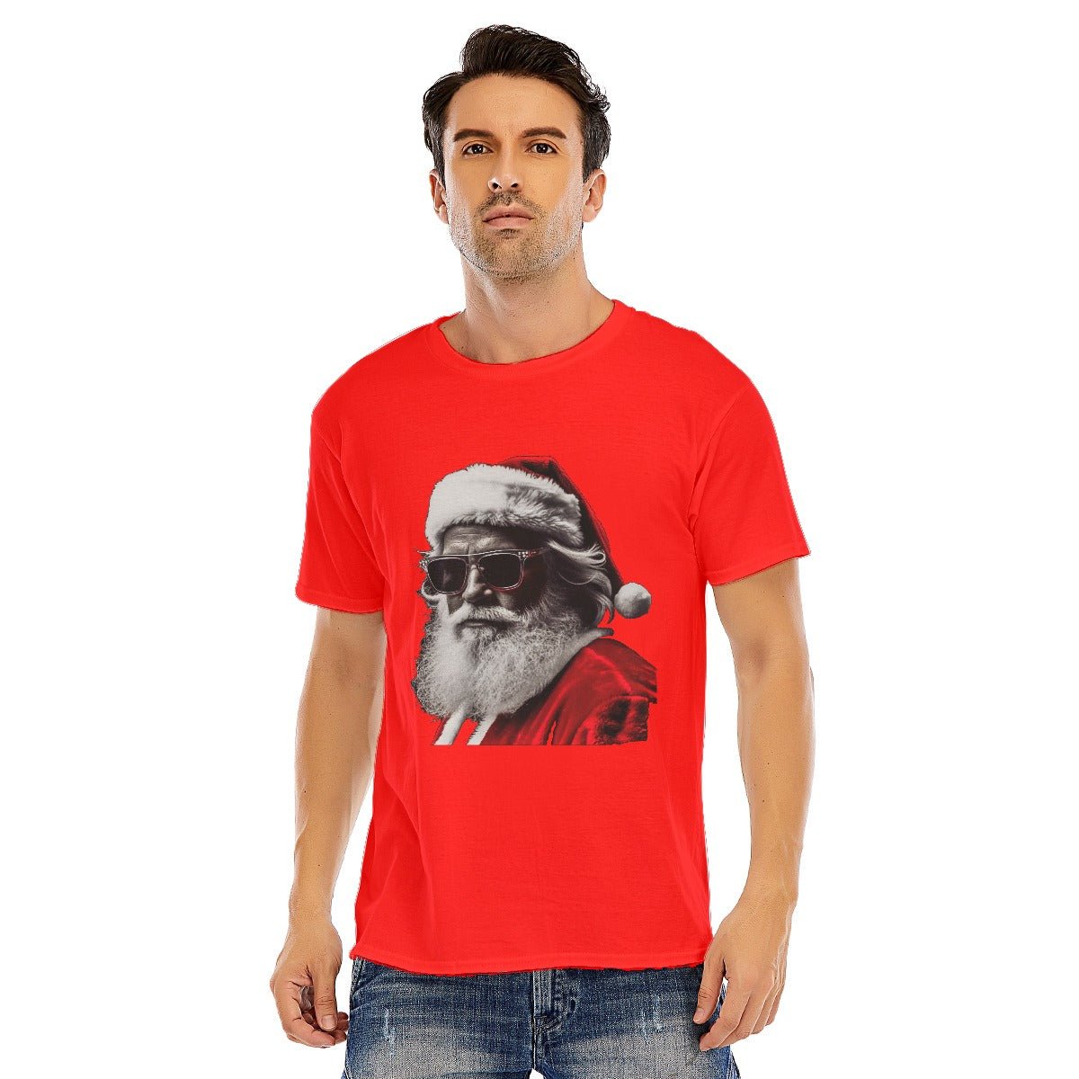 Mens Short Sleeve Christmas Tee -Shady Santa - Festive Style