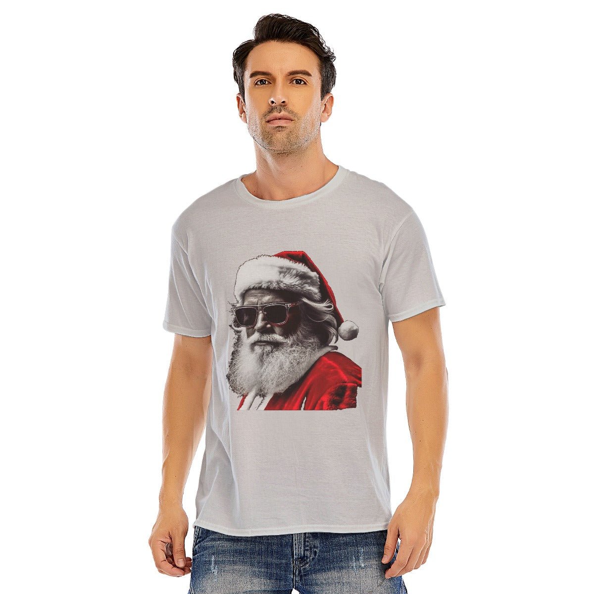 Mens Short Sleeve Christmas Tee -Shady Santa - Festive Style