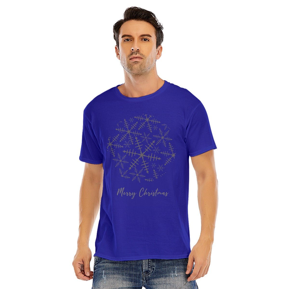 Mens Short Sleeve Christmas Tee - Snowflake - Festive Style