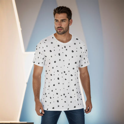 Mens Short Sleeve Christmas Tee - Snowflakes and Hats - Festive Style