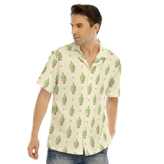 Men's Short Sleeve Christmas Shirt - 16-Bit Christmas Trees