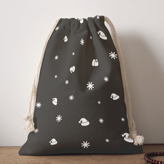 Santa Sack - Fine Stars - Black - Festive Style