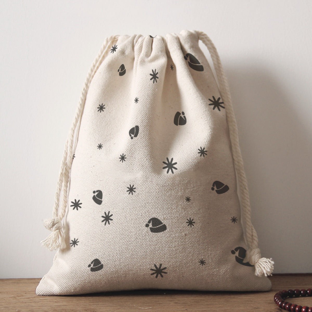 Santa Sack - Fine Stars - Black - Festive Style