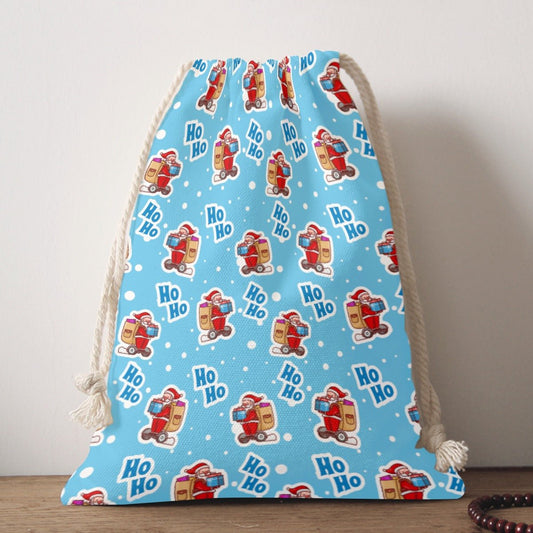 Santa Sack - Light Blue "Ho-Ho!" - Festive Style