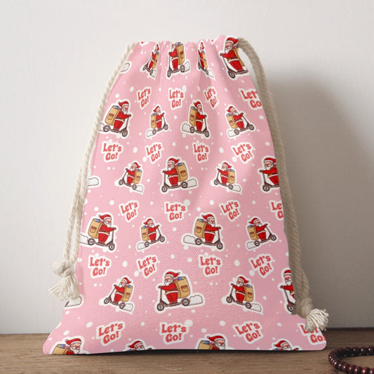 Santa Sack - Pink "Let's Go!" - Festive Style