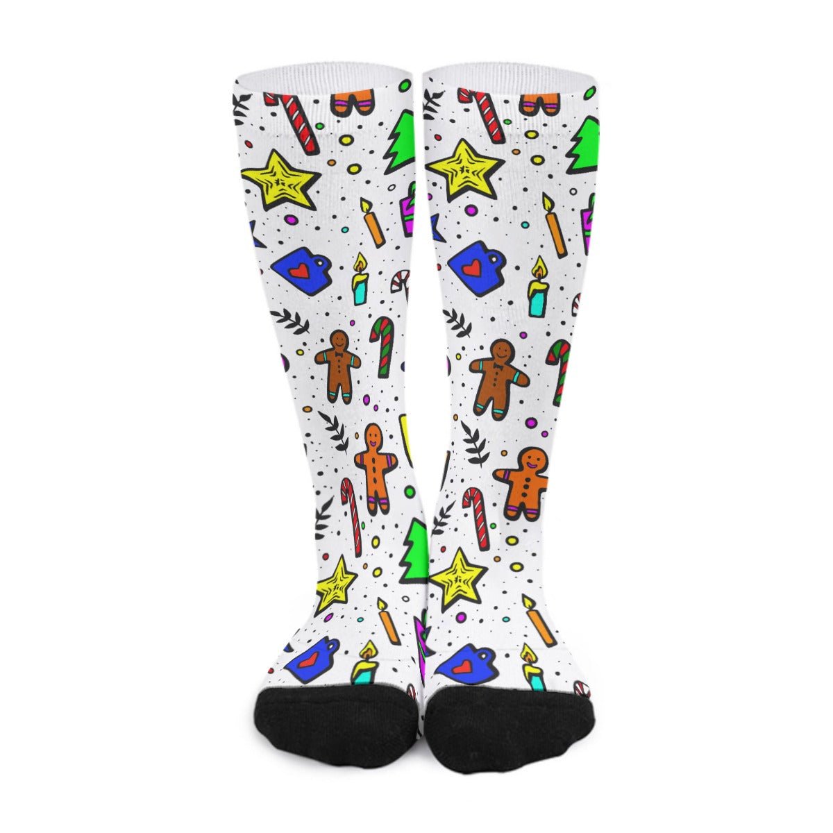 Unisex Long Socks - Bright Doodle - Festive Style