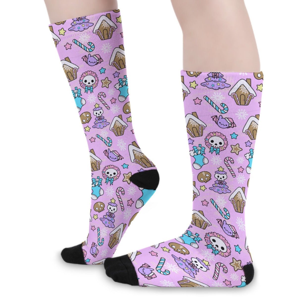 Unisex Long Socks - Creepy Kawaii - Pink - Festive Style