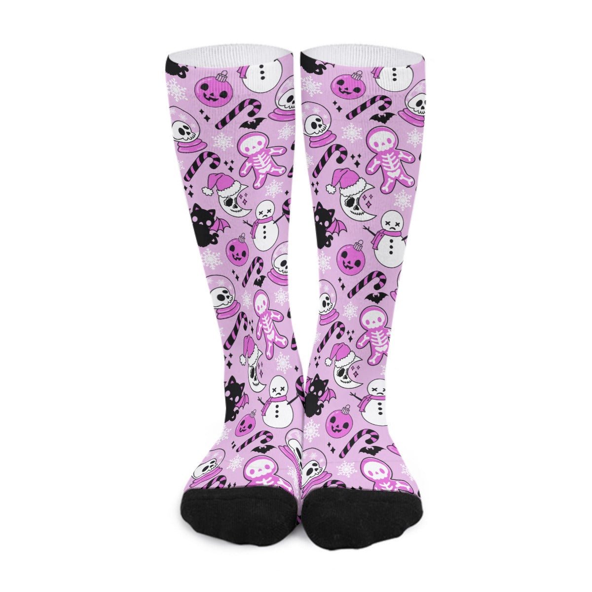 Unisex Long Socks - Creepy Pink - Festive Style