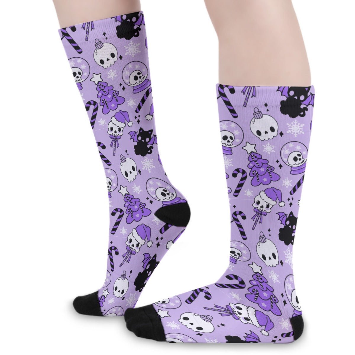 Unisex Long Socks - Creepy Purple - Festive Style