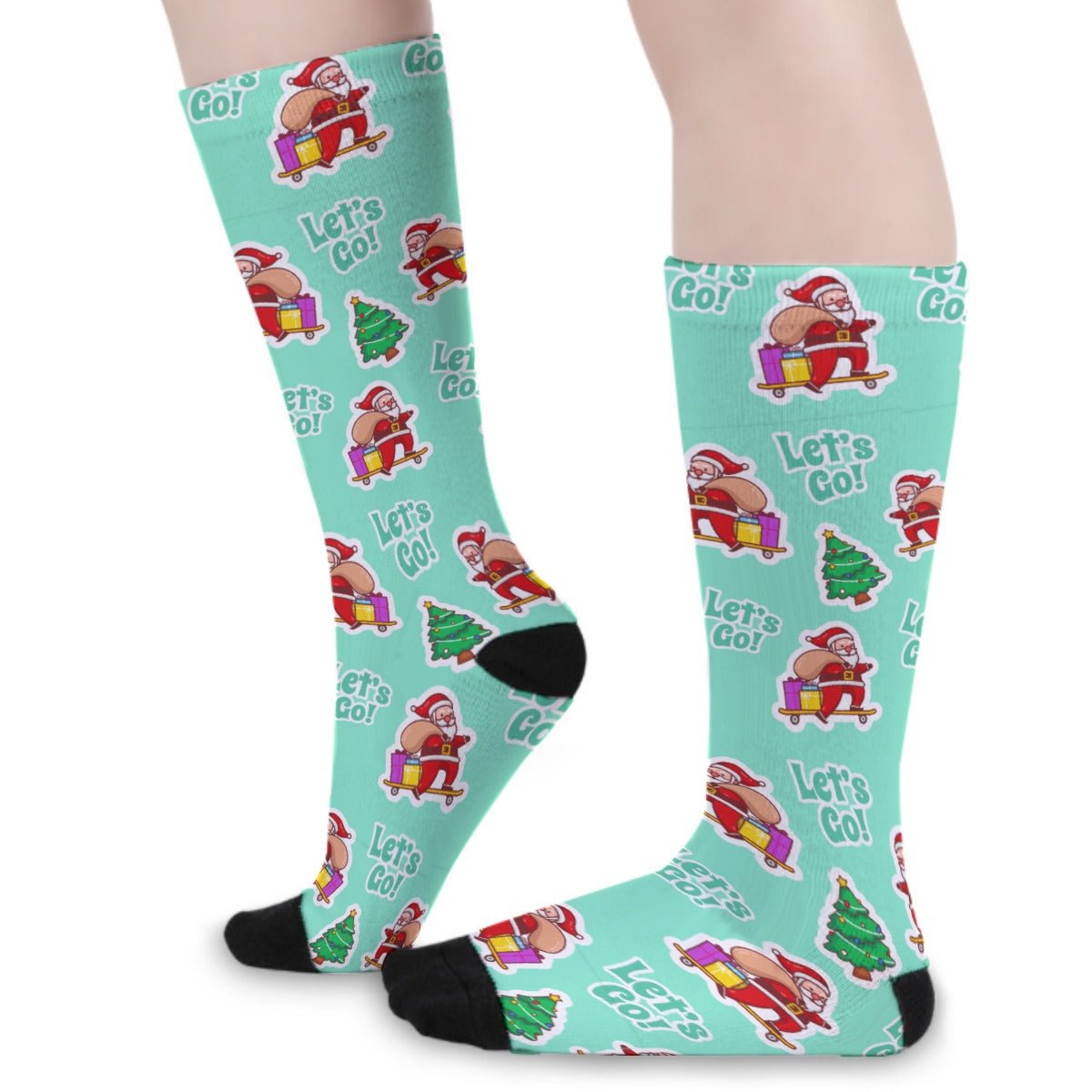 Unisex Long Socks - Green "Let's Go!" - Festive Style